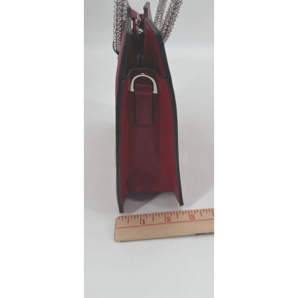 Topshop Red Square Handbag With Rhinestone Handles & Detachable Strap - Picture 13 of 13